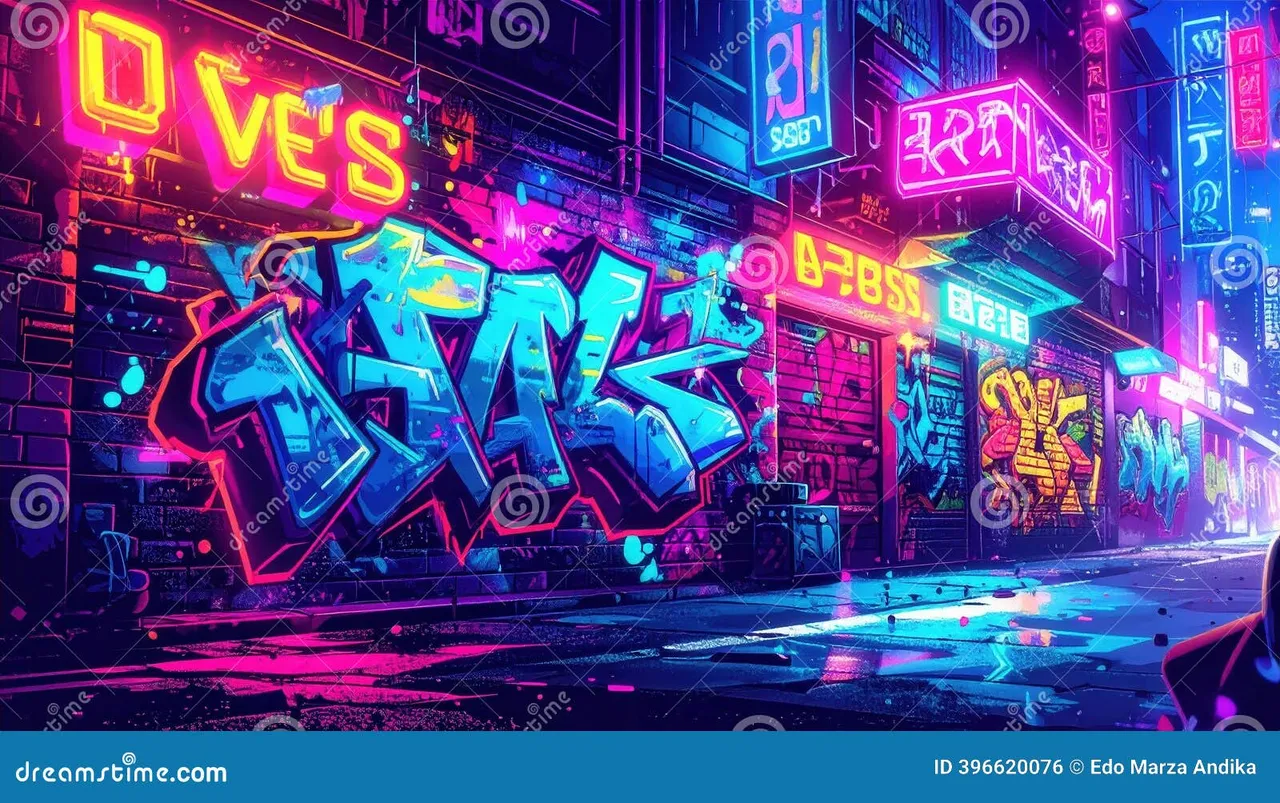 mile体育官网 - 涂鸦街头赛博不夜城全景
